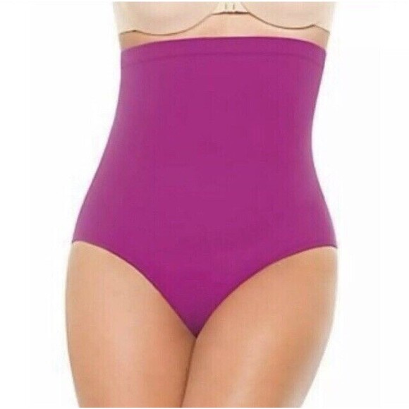 Spanx Core Swimsuit Bottoms Womens 16 Berry Pink High Waisted Go Slimming New - Picture 2 of 12